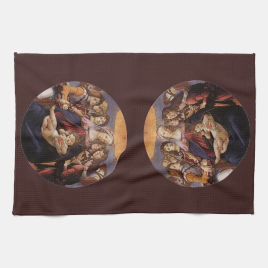 Madonna en Child met Angels van Sandro Botticelli Theedoek (Horizontaal)