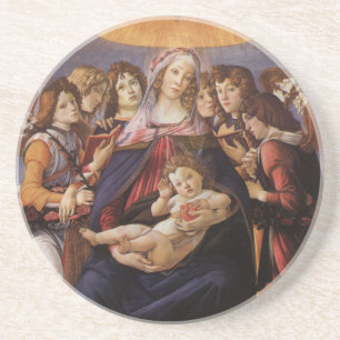 Madonna en Child met Angels van Sandro Botticelli Zandsteen Onderzetter