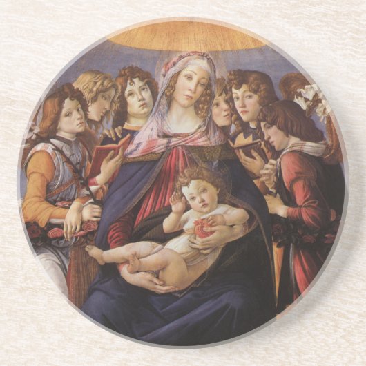 Madonna en Child met Angels van Sandro Botticelli Zandsteen Onderzetter (Voorkant)