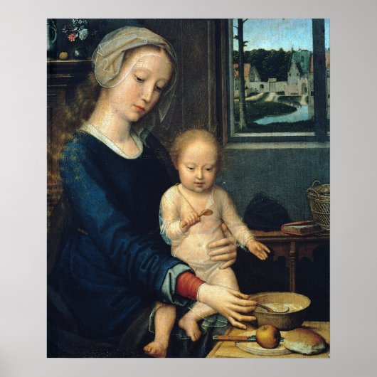 Madonna en Child Met Melksoep - Gerard David Poster (Voorkant)