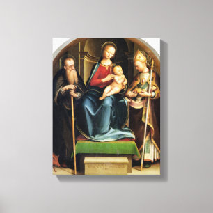 Madonna en Child met St. Anthony Abbot en St. N Canvas Afdruk