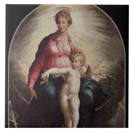 Madonna en Child met St. John en St. Jerome, 15 Tegeltje (Voorkant)