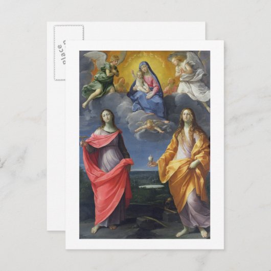 Madonna en Child met St. Lucy en Mary Magdalene Briefkaart (Voorkant / Achterkant)