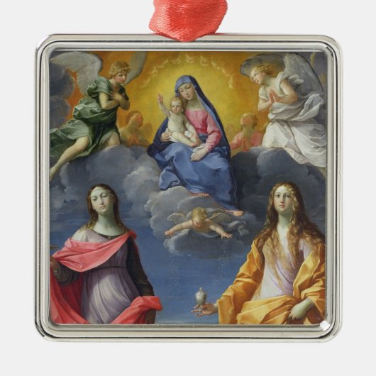 Madonna en Child met St. Lucy en Mary Magdalene Metalen Ornament (Voorkant)
