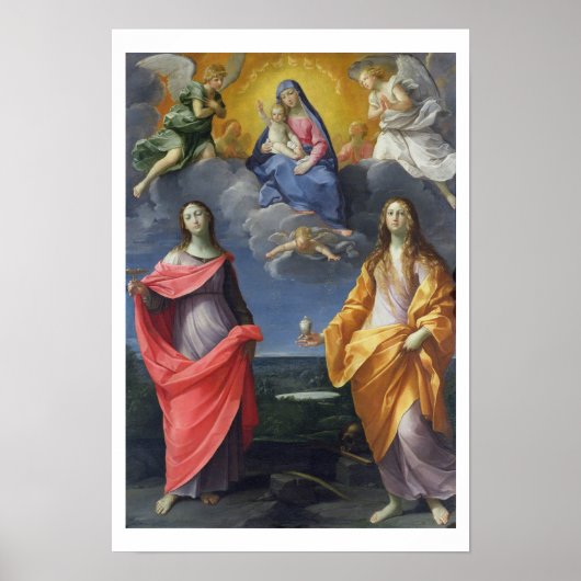 Madonna en Child met St. Lucy en Mary Magdalene Poster (Voorkant)