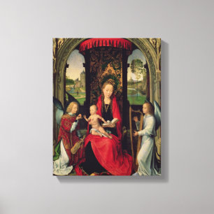 Madonna en Child met twee Angels Canvas Afdruk