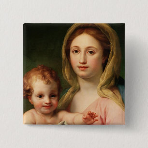 Madonna en Child met Two Angels, 1770-73 Vierkante Button 5,1 Cm