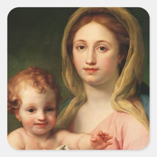 Madonna en Child met Two Angels, 1770-73 Vierkante Sticker (Voorkant)