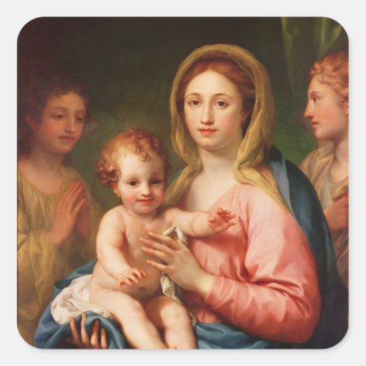 Madonna en Child met Two Angels, 1770-73 Vierkante Sticker (Voorkant)