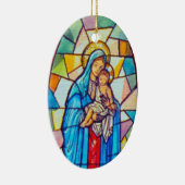 Madonna en Child Natitivity Glas in lood Style Keramisch Ornament (Rechts)