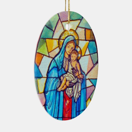 Madonna en Child Natitivity Glas in lood Style Keramisch Ornament (Rechts)