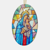 Madonna en Child Natitivity Glas in lood Style Keramisch Ornament (Links)