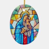 Madonna en Child Natitivity Glas in lood Style Keramisch Ornament (Voorkant)