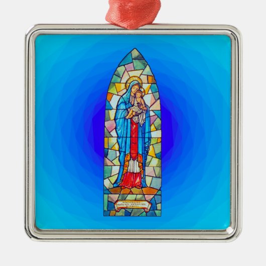 Madonna en Child Natitivity Glas in lood Style Metalen Ornament (Voorkant)