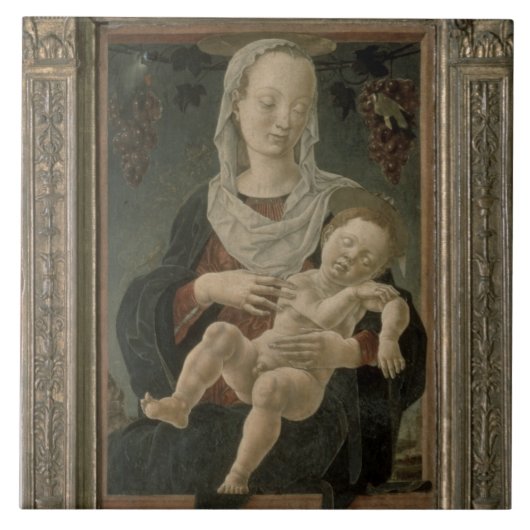 Madonna en Child (olie op het paneel) Tegeltje (Voorkant)