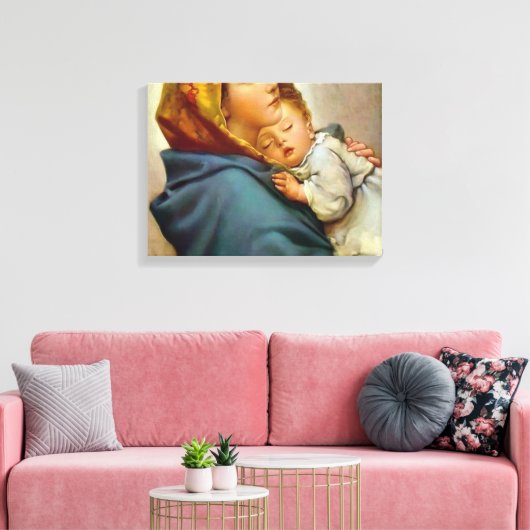 Madonna en Child Roberto Ferruzzi Canvas Afdruk (Insitu (Woonkamer))