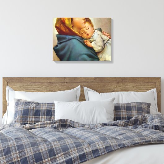 Madonna en Child Roberto Ferruzzi Canvas Afdruk (Insitu (Slaapkamer))