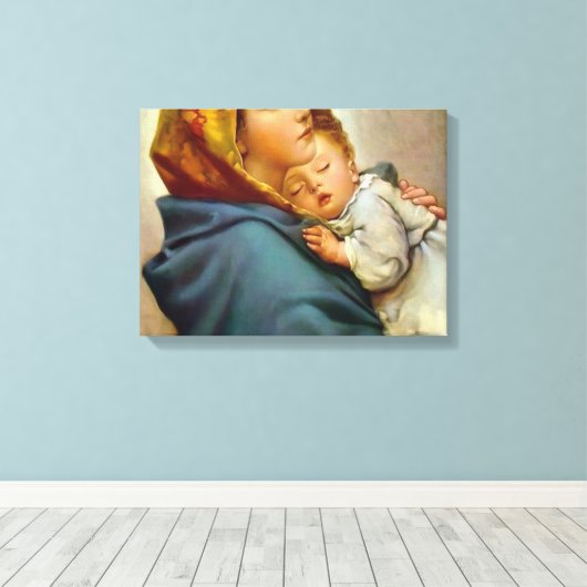 Madonna en Child Roberto Ferruzzi Canvas Afdruk (Insitu (Houten vloer))