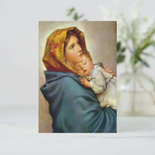 Madonna en Child Roberto Ferruzzi Madonnina Mary Bedankkaart (Staand voorkant)