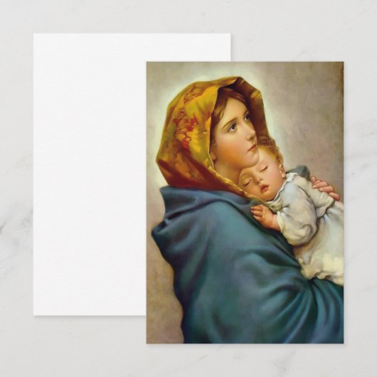 Madonna en Child Roberto Ferruzzi Madonnina Mary Bedankkaart (Voorkant / Achterkant)