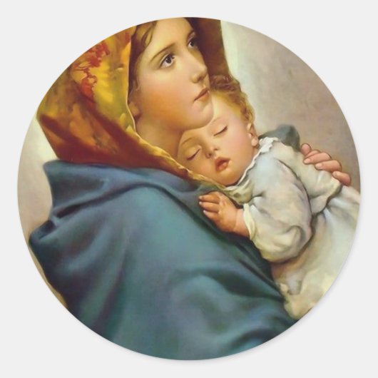 Madonna en Child Roberto Ferruzzi Ronde Sticker (Voorkant)
