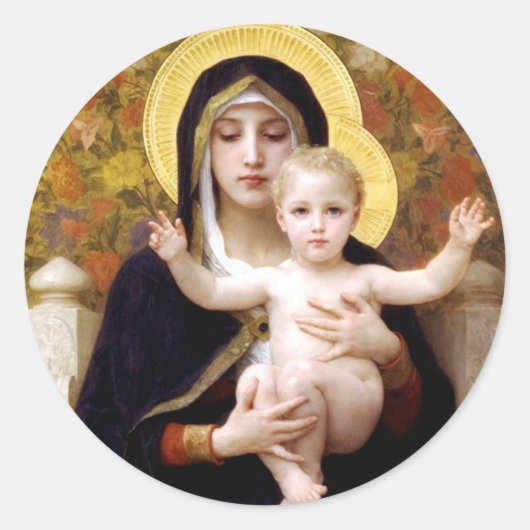 Madonna en Child Ronde Sticker (Voorkant)