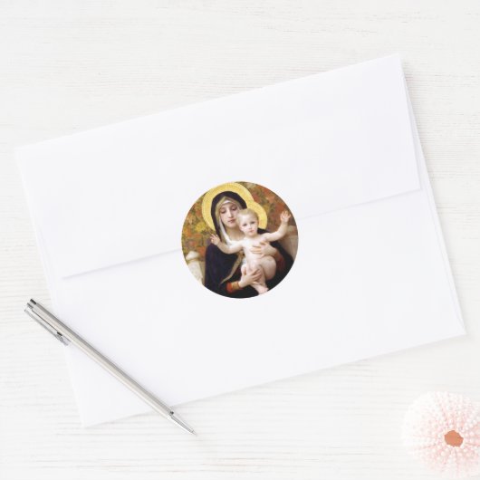 Madonna en Child Ronde Sticker (Envelop)