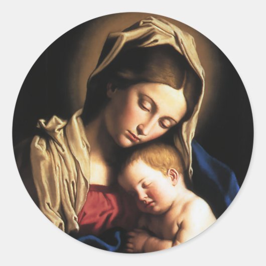 Madonna en Child Ronde Sticker (Voorkant)