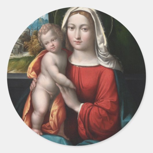 Madonna en Child Ronde Sticker (Voorkant)