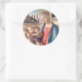 Madonna en Child Two Angels Botticelli Fine Art Ronde Sticker (Tas)