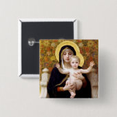 Madonna en Child Vierkante Button 5,1 Cm (Voorkant /achterkant)