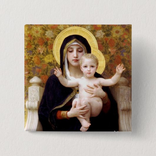 Madonna en Child Vierkante Button 5,1 Cm (Voorkant)