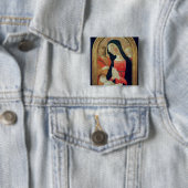 Madonna en Child Vierkante Button 5,1 Cm (In situ)