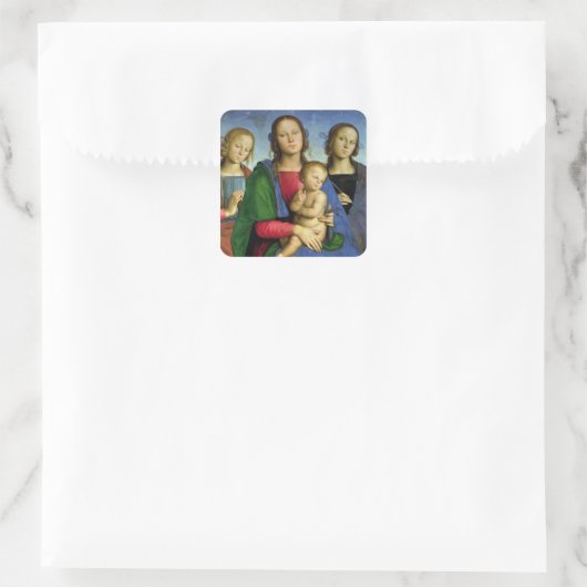 Madonna en Child Vierkante Sticker (Tas)