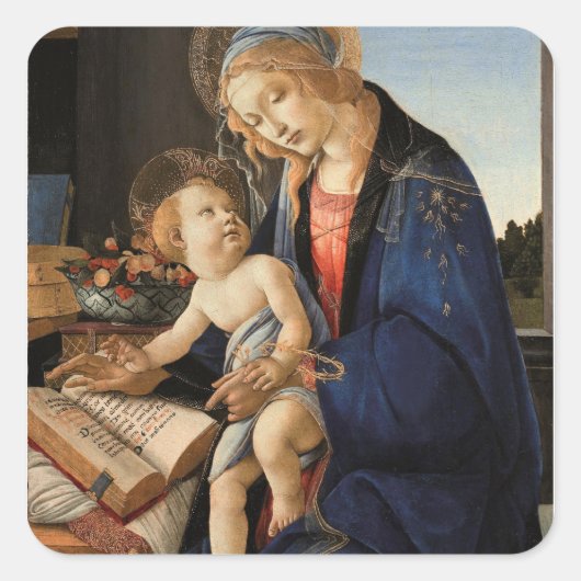 Madonna en Child Vierkante Sticker (Voorkant)