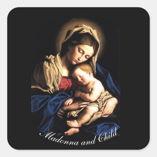 Madonna en Child Vierkante Sticker (Voorkant)