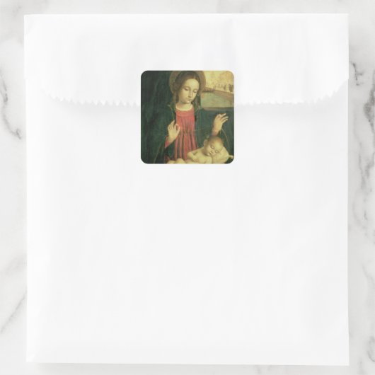 Madonna en Child Vierkante Sticker (Tas)