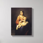 Madonna en Child - Virgin Mary - Murillo Canvas Afdruk (Voorkant)