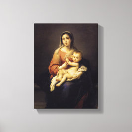 Madonna en Child - Virgin Mary - Murillo Canvas Afdruk