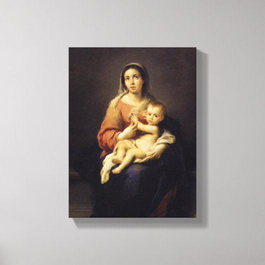 Madonna en Child - Virgin Mary - Murillo Canvas Afdruk (Voorkant)