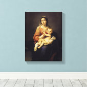 Madonna en Child - Virgin Mary - Murillo Canvas Afdruk (Insitu (Houten vloer))