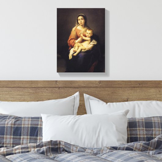 Madonna en Child - Virgin Mary - Murillo Canvas Afdruk (Insitu (Slaapkamer))