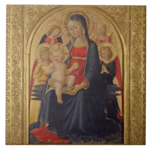 Madonna en Child with Angels, c.1467 (olie op deel Tegeltje