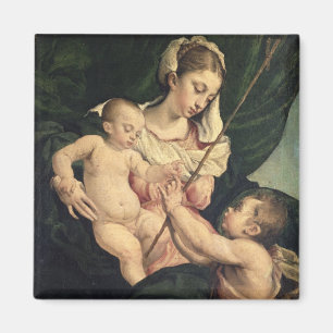Madonna en Child with Saint John, c.1570 (olie op Magneet