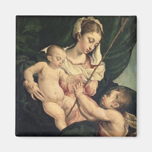 Madonna en Child with Saint John, c.1570 (olie op Magneet (Voorkant)