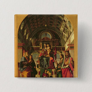 Madonna en Child with Saints, 1499 Vierkante Button 5,1 Cm