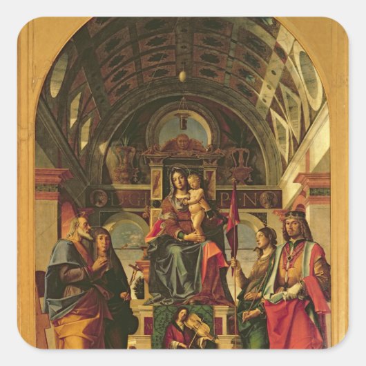 Madonna en Child with Saints, 1499 Vierkante Sticker (Voorkant)