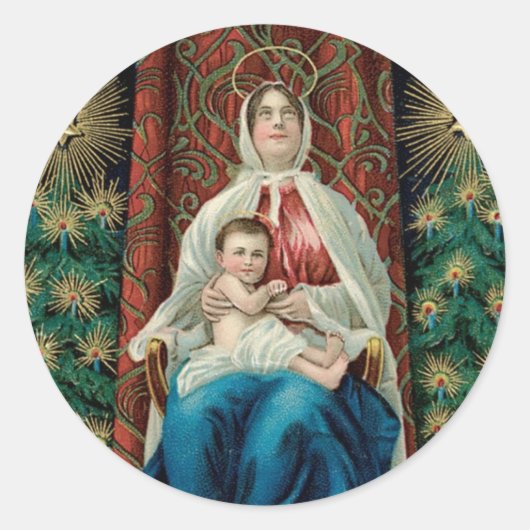 Madonna en Christus Child Ronde Sticker (Voorkant)
