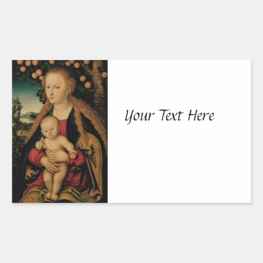 Madonna en Christus Kind onder Apple Tree Rechthoekige Sticker (Voorkant)