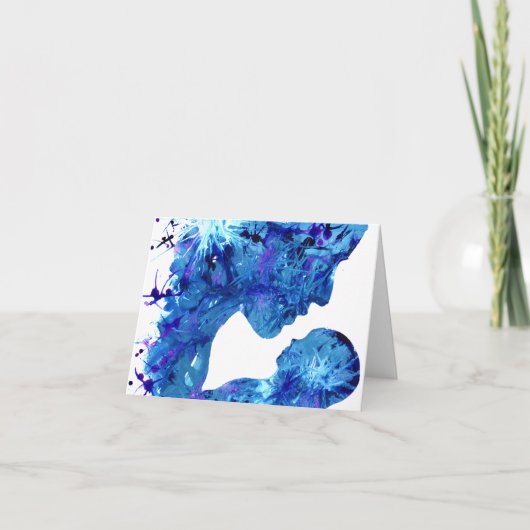 Madonna en de Blauwe waterverf van de Kind Nativit Feestdagen Kaart (Voorkant)